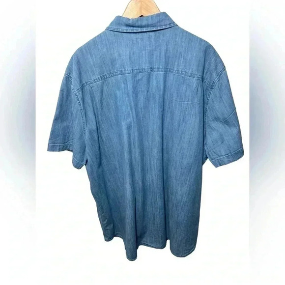 Mutual Weave Mens Denim Short Sleeve Button Up Shirt Size 2XL - Picture 2 of 8